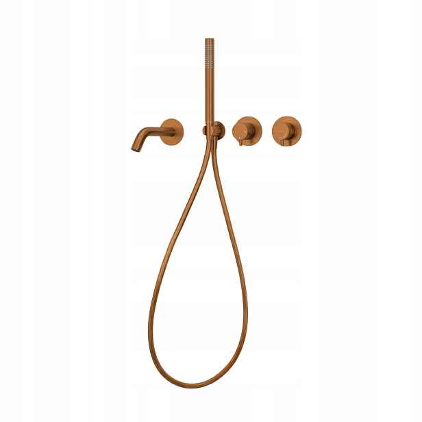 Sada Podomítková vanová baterie sprchová hlavice hadice Cascade Copper Balneo