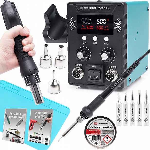 Pájecí Sada 2V1 Techrebal 8586D Pro Horkovzdušnou Páječku Pro Elektroniku