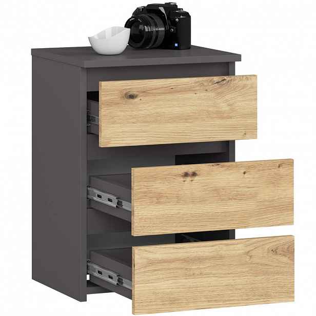 RAUMHIRSCH FURNITURE KOMODA grafitově šedá, dub Artisan 57/40/35