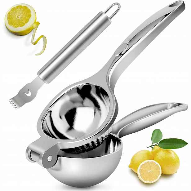 Ruční kovový odšťavňovač na citrony a citrusy s ergonomickou rukojetí