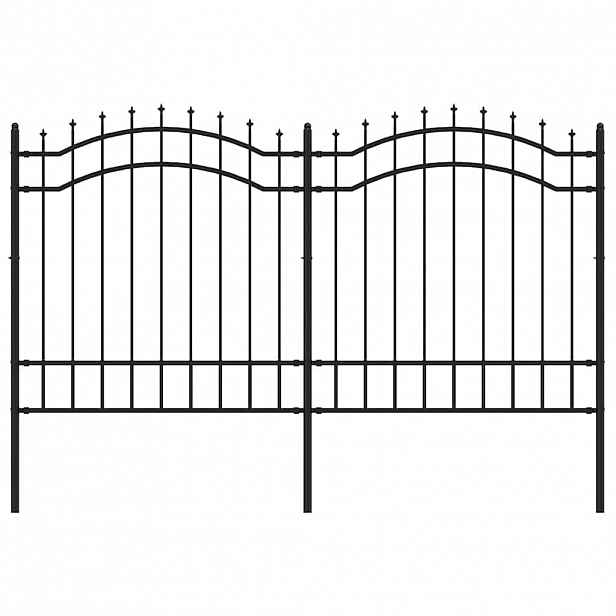 vidaXL Zahradní plot Woerden s kopím nahoře černý 240 x 125 cm ocelový