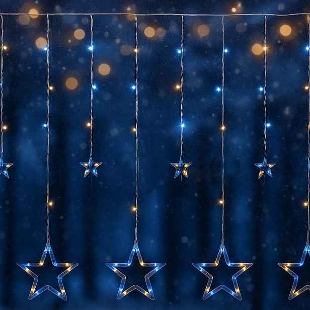 VOLTRONIC® 67296 Vánoční závěs - 12 hvězd, 150 LED, teple/studeně bílý