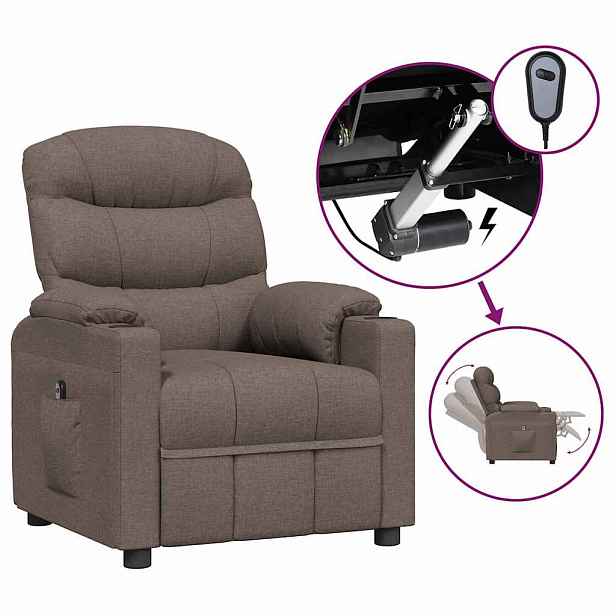 vidaXL Elektrické polohovací křeslo taupe textil