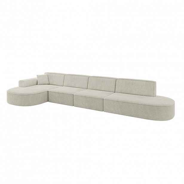 ALTDECOR ROHOVÁ SEDACÍ SOUPRAVA s otomanem vlevo MARI-L3 – 413 x 171 x 79 cm, krémový manšestr