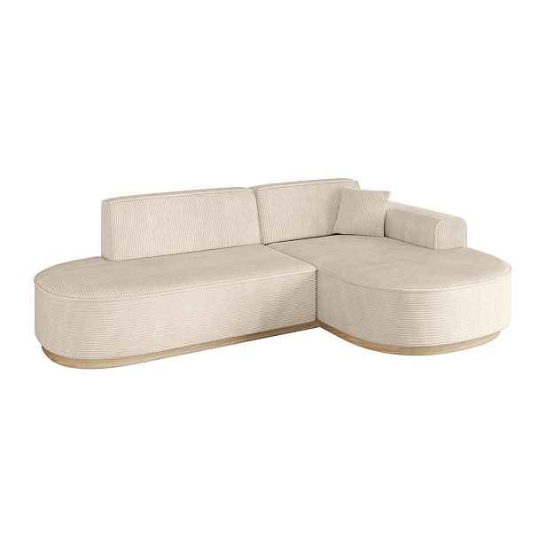 ALTDECOR ROHOVÁ SEDAČKA s otomanem, pravá MARI-L1-v1 243x171x83 Béžová Manšestr