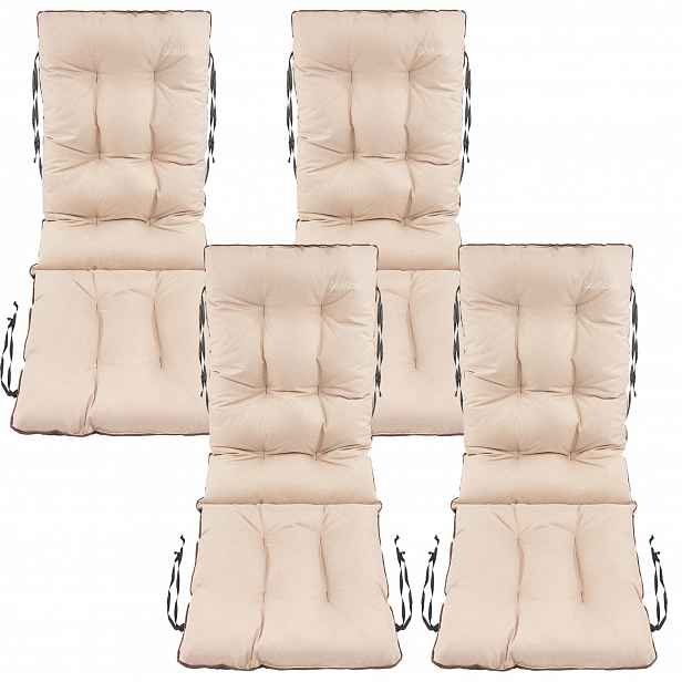 Polštář na židli 48x48x75 béžový len set 4ks