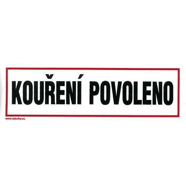 Tabule informační Kouření povoleno 210×70 mm