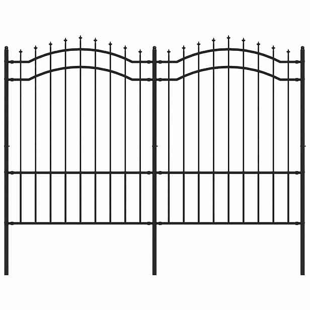 vidaXL Zahradní plot Woerden s kopím nahoře černý 240 x 150 cm ocelový