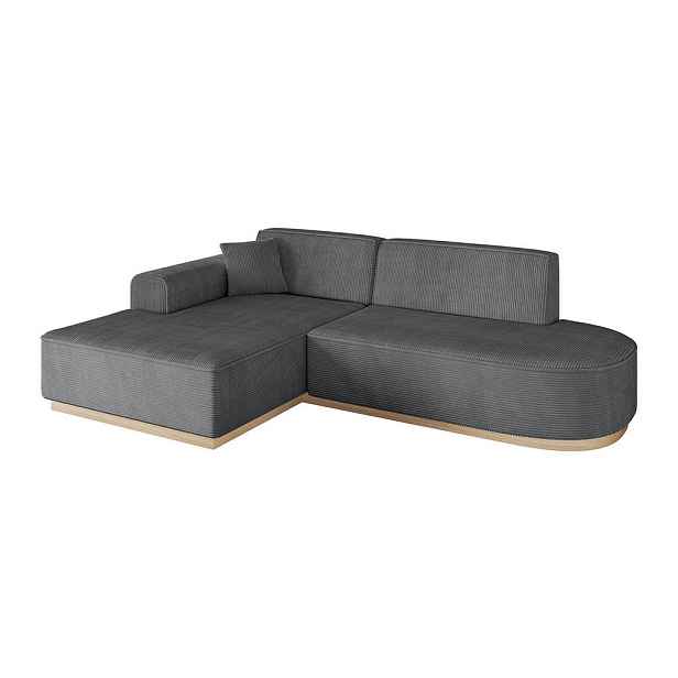 ALTDECOR ROHOVÁ SEDAČKA s otomanem, levá IREA-L1 232x165x80 Tmavě šedá Manšestr