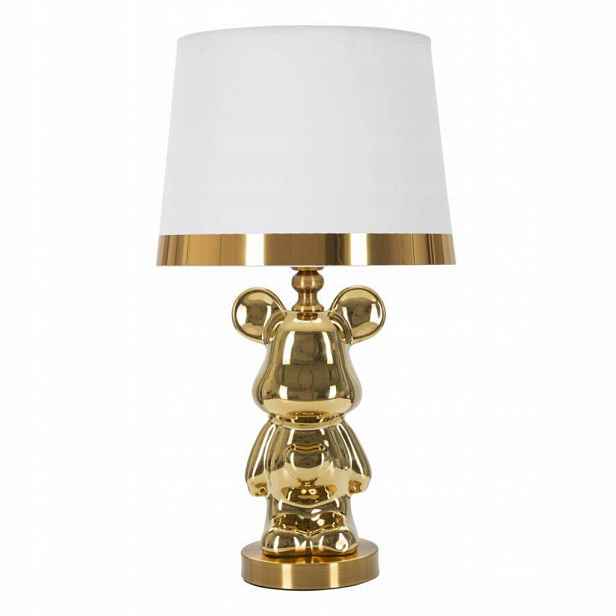 Stolní Lampa Zlatá Keramická Bílá Stínidlo 54 cm Dekorovaná Lampa