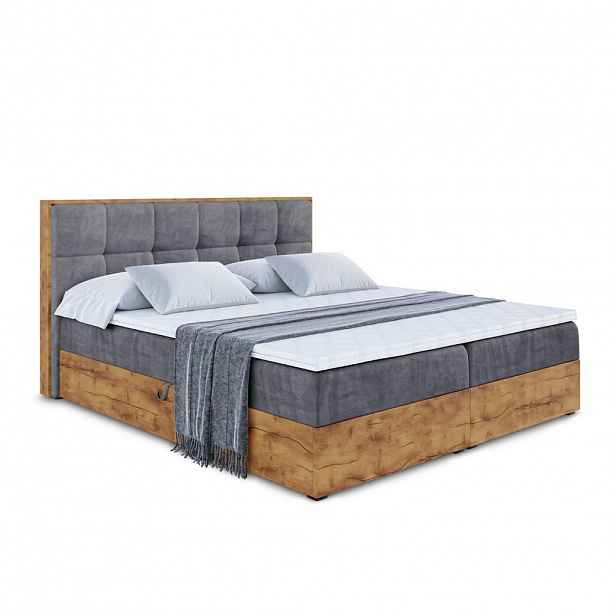 ALTDECOR AMERICKÁ postel s matrací H3 a roštem – LOLLI7 – 200 x 200 – šedá