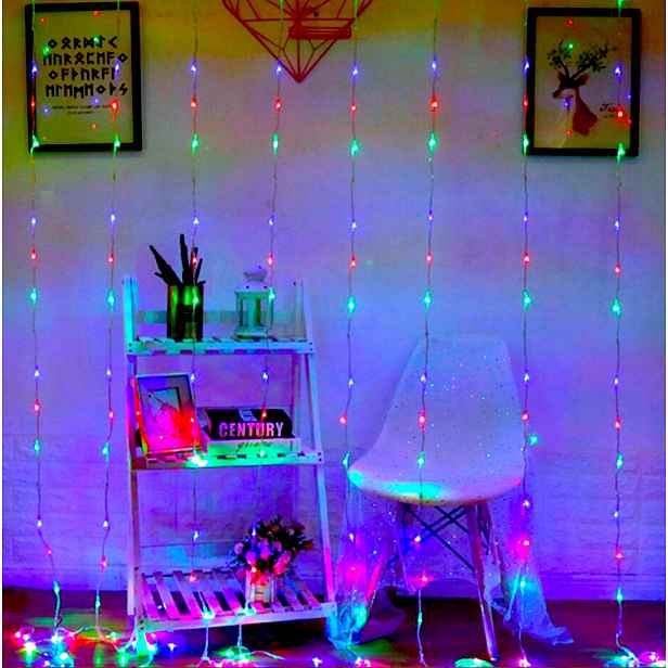 Led Závěs 3X3 432 Vánoční Osvětlení Na Stromeček Sople Multi