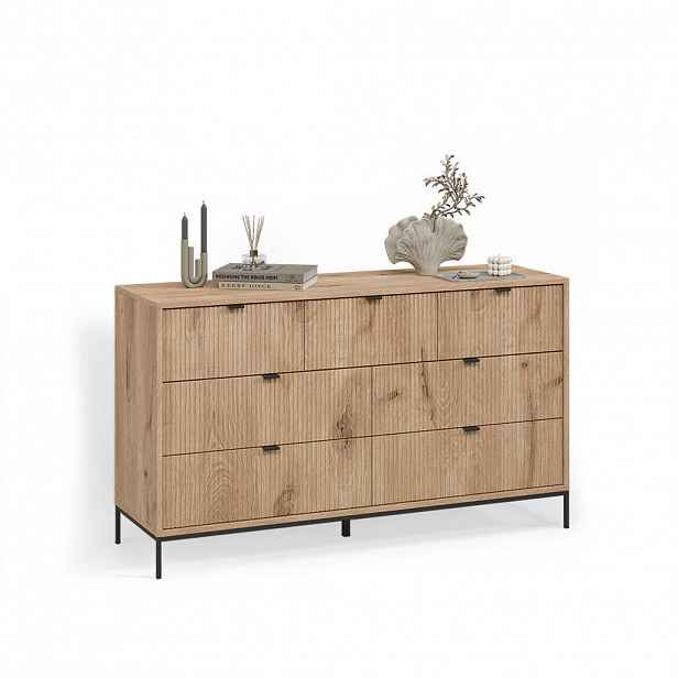 Livinity® PŘÍBORNÍK Aterno Dub Viking 42 x 81 cm se 7 zásuvkami