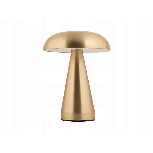 Stolní lampa ve tvaru hřibu Led Rachel, bezdrátová, Ø 15,5 cm, zlatá