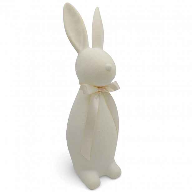 Velký Velikonoční Králík 47 cm Bílý Velurový Vánoční Dekorace Figurka