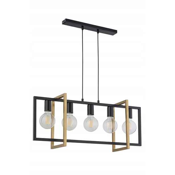 Dekorativní geometrická závěsná lampa loft černá zlatá 5 bodů Sigma