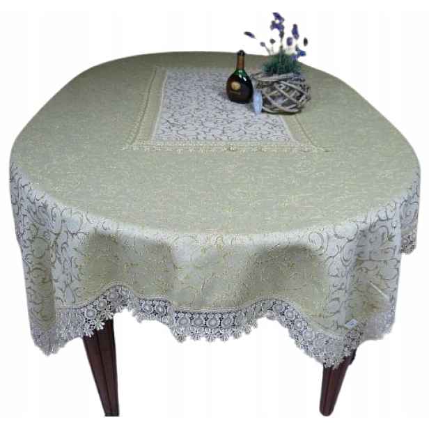Elegantní ubrus obšitý gipiurou 130 x 160 cm, zelený