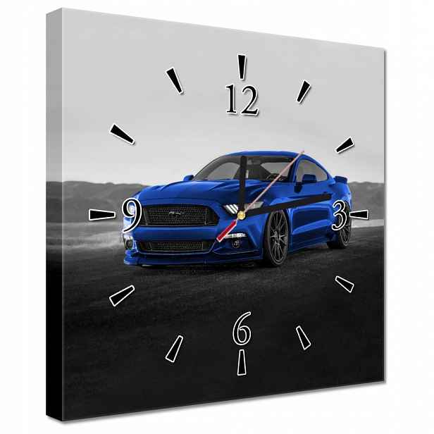 Nástěnné hodiny 30x30 Modré Ford Mustang