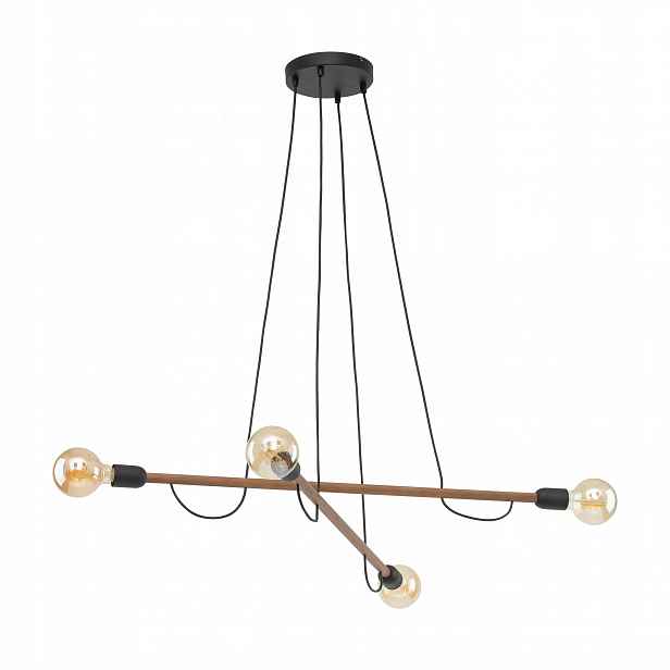 Závěsná lampa Helix Černý Ořech Dřevo Loft 4xE27 Stropní Dům Moderní