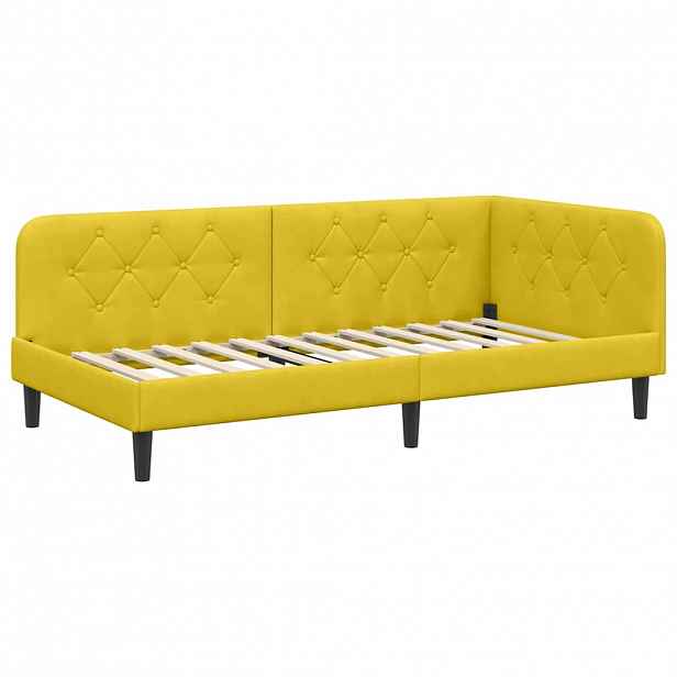 vidaXL Rohový rám postele Žlutá 90 x 200 cm samet