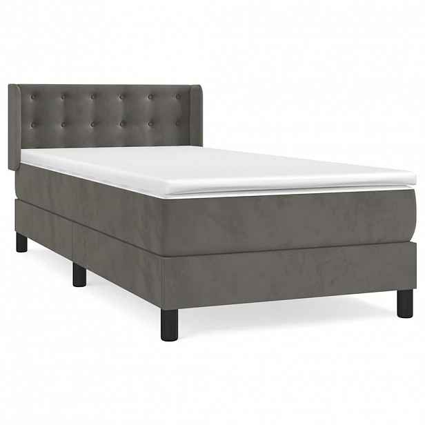 vidaXL Box spring postel s matrací tmavě šedá 90x200 cm samet