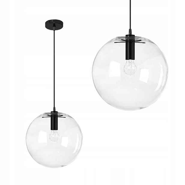 Závěsná Lampa Skleněná Koule Černá Lassi 25 CM