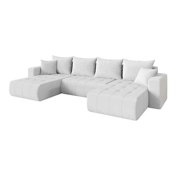 ALTDECOR SEDACÍ SOUPRAVA DO U s funkcí spaní a úložným prostorem MILA-U 378x194x86 bílá bouclé