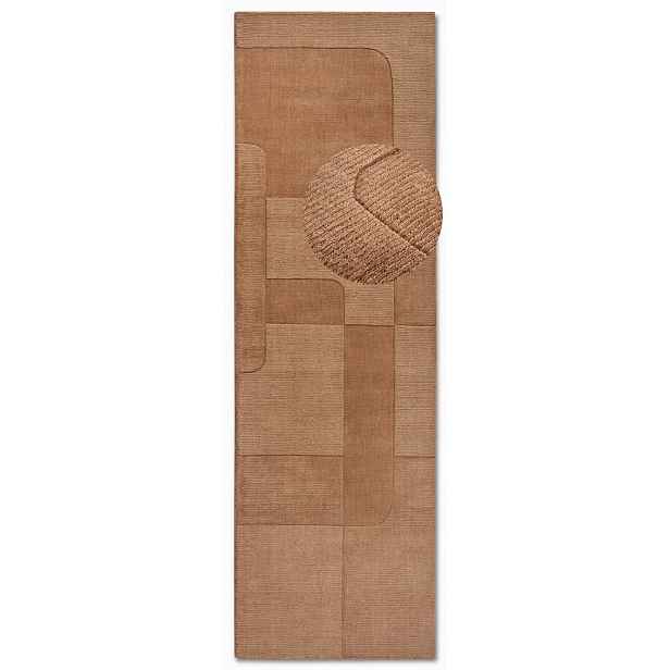 Koberec Běhoun do chodby 80x250 cm, hnědý, moderní 3D vzor