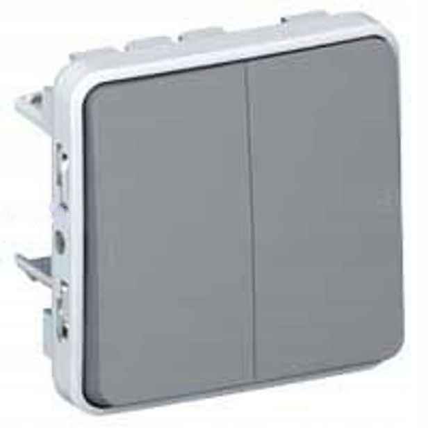Legrand dvojitý 2-klávesový spínač šedý IP55 10A 069545