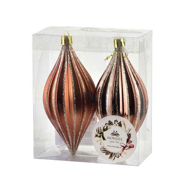 Mondex Vánoční sada 2 ks závěsných šišek SANTA LILA III 13,5 cm měděná