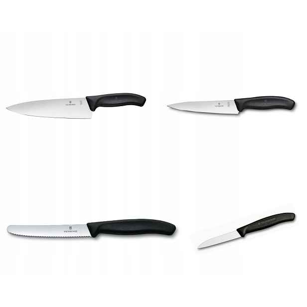 Sada 4 nožů Victorinox Swiss Classic Black chef 20+15 paring 11+8 cm