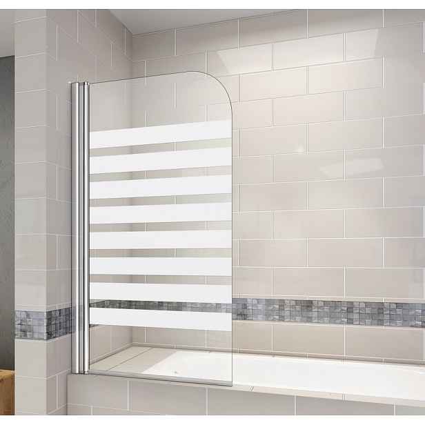 Vanová zástěna S1 STRIPE 80x140 - jednodílná sklopná, čiré sklo se vzorem