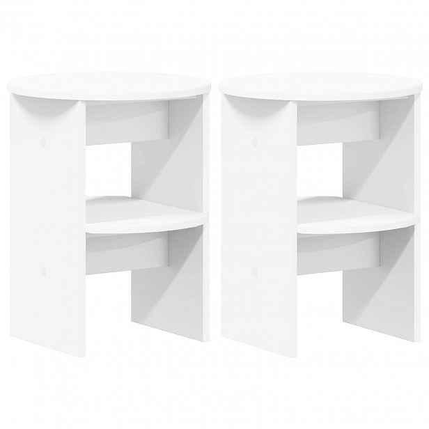vidaXL Boční skříňka 2 ks Bílý Ø40 x 50 cm Dřevěný materiál