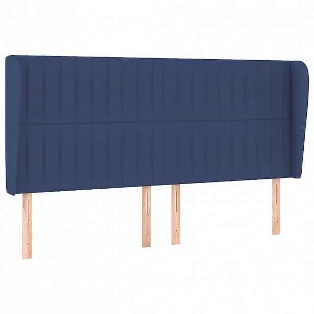 vidaXL Čelo postele typu ušák modré 163x23x118/128 cm textil