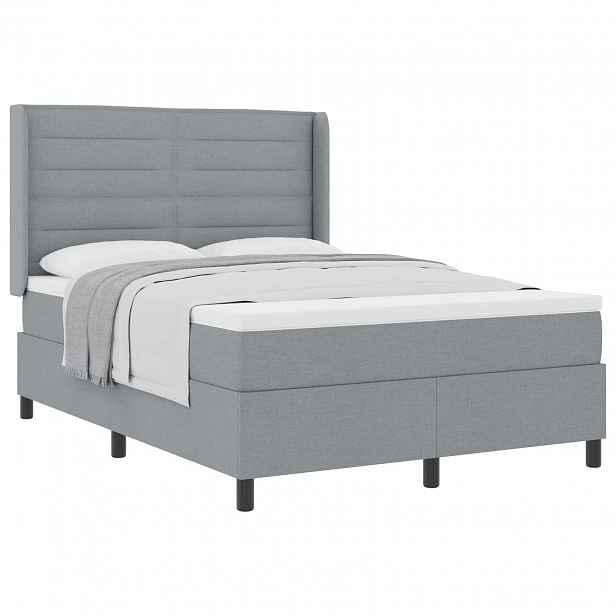 vidaXL Postel s boxspringem s čelo Světle šedá 190 x 140 cm textil
