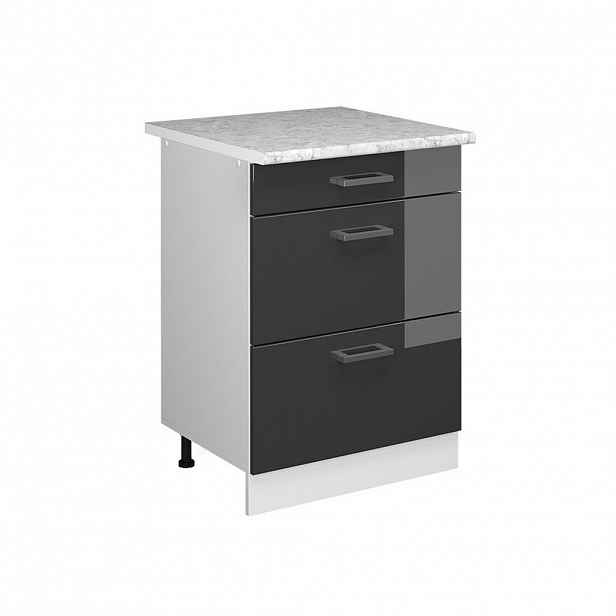Vicco UNIVERZÁLNÍ ZÁKLADNÍ JEDNOTKA R-Line Antracitový vysoký lesk 60 cm se zásuvkami