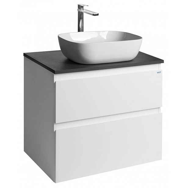 Aqualine Altair - Umyvadlová skříňka 60x67x45 cm, 2 zásuvky, bílá/antracit břidlice AI270-03
