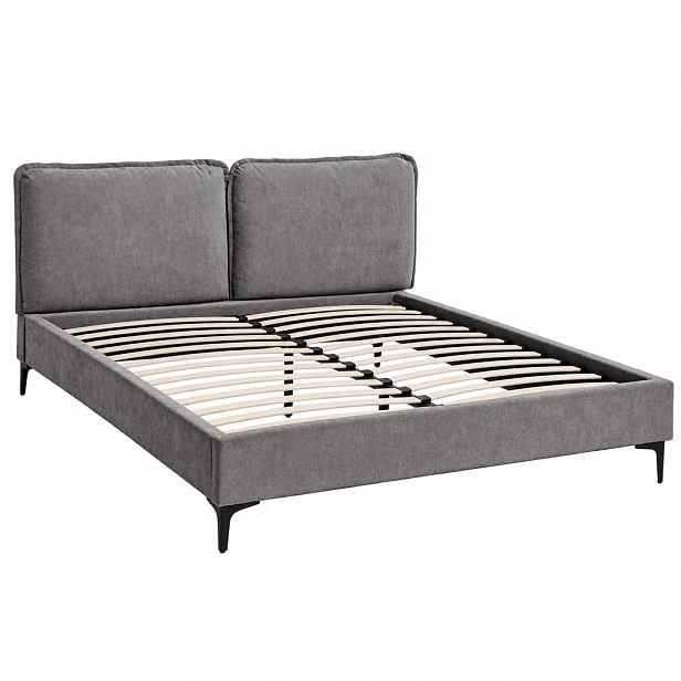 Beautysofa ČALOUNĚNÁ POSTEL Sombra, manželská postel 160x200 cm bez matrace, žinylková látka, tmavě šedá