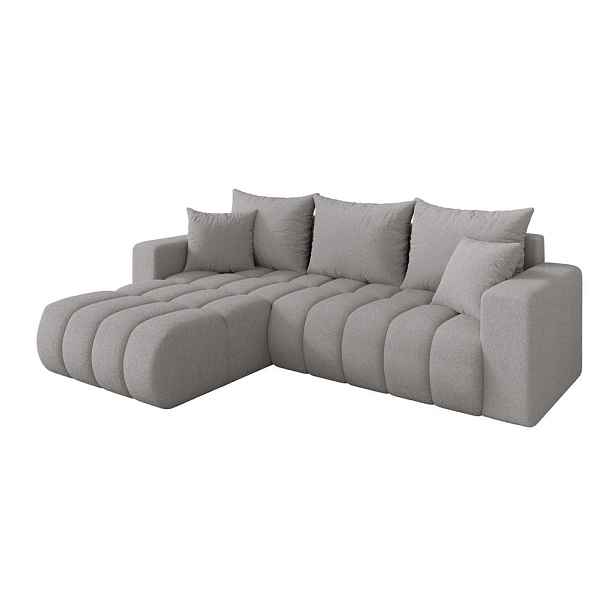 ALTDECOR ROHOVÁ SEDAČKA s funkcí spaní, otoman vlevo MILA-L-v1 277x195x86 světle šedá bouclé