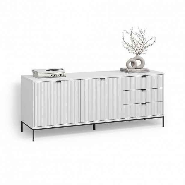 Livinity® NÍZKÁ SKŘÍŇKA Aterno Bílá 150 x 60 cm se 3 zásuvkami, 2 dvířky