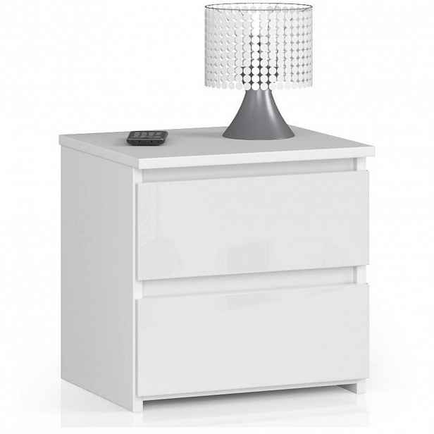 RAUMHIRSCH FURNITURE NOČNÍ STOLEK bílý, bílý lesklý 40/40/35