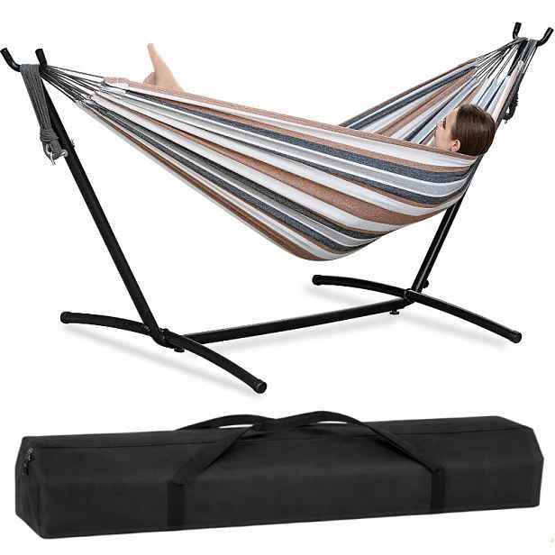 Zahradní Houpací Síť Dvoumístná S Roštem, Velká, Silná Houpačka, 200 Kg, Relax