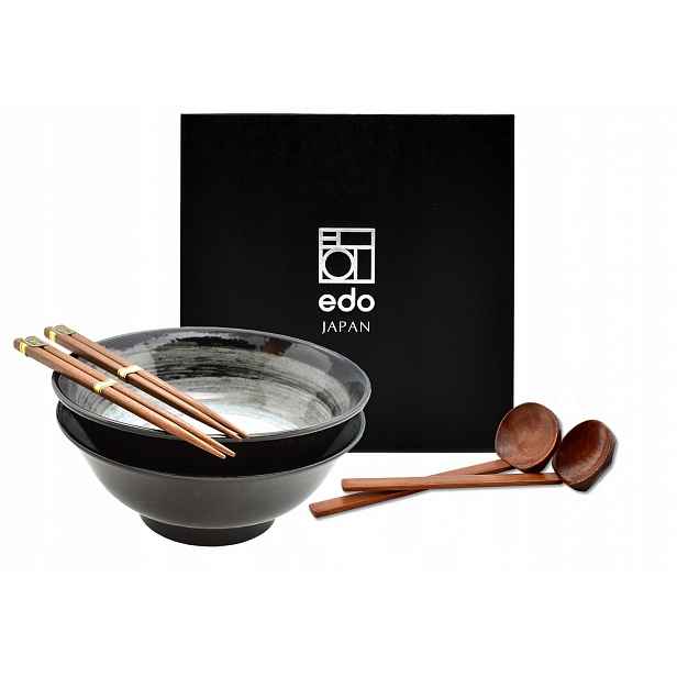 Sada 2 misek s lžícemi a paličkami – Ramen Kuro 22 cm Box