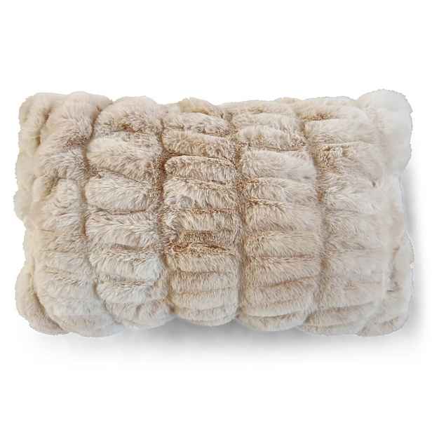 Béžový žebrovaný chlupatý polštář Bear beige - 30*50*15cm Mars & More
