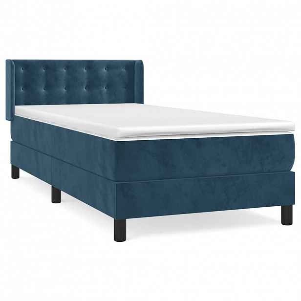 vidaXL Box spring postel s matrací tmavě modrá 90x200 cm samet