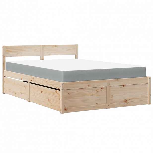 vidaXL Postel se zásuvkami a matrací bílá 120x190 cm masivní borovice