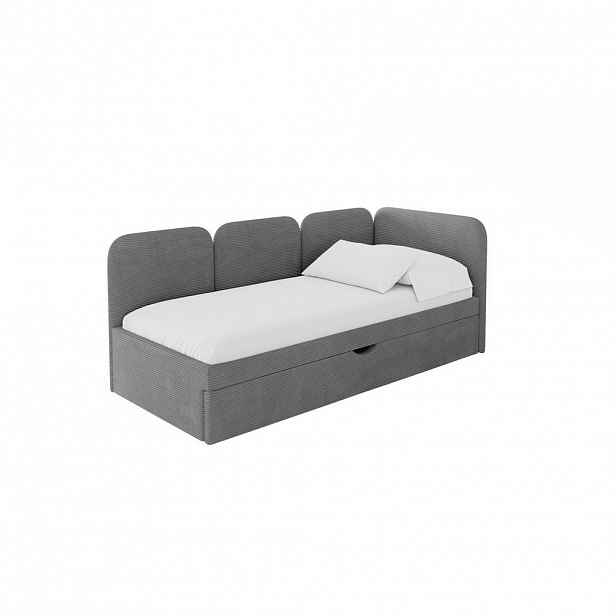 ALTDECOR JEDNOLŮŽKOVÁ POSTEL pro mládež s úložným prostorem, vlevo - ALVY 80x200 tmavě šedá
