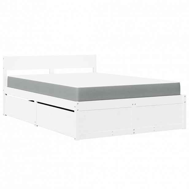 vidaXL Postel se zásuvkami a matrací bílá 120x190 cm masivní borovice