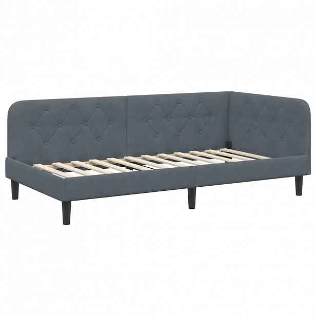 vidaXL Rohový rám postele Tmavě šedá 100 x 200 cm samet