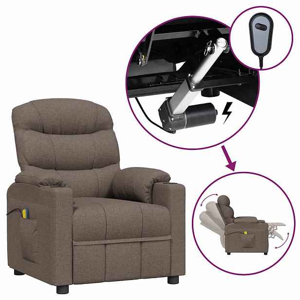 vidaXL Elektrické masážní křeslo taupe textil